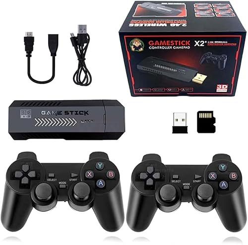Console per giochi retrò, X2 Plus Game Stick Retro Console Doppio Controller Wireless, oltre 40000 giochi, 128 GB, nero
