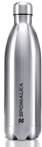 SPOMALKA Edelstahl Trinkflasche Doppelwandig & Isoliert, Spülmaschinenfest, Thermosflasche 12 Stunden heiß & 24 Stunden kalt, Kohlensäure Geeignet, Auslaufsicher, Breite Öffnung, Langlebig (1L)