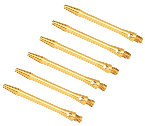 PATIKIL Tiges de Fléchettes 48mm/1,9 Pouces, Lot de 6 Tiges en Aluminium Filetées 2BA, Accessoires de Fléchettes pour Pointe en Acier, Couleur Or
