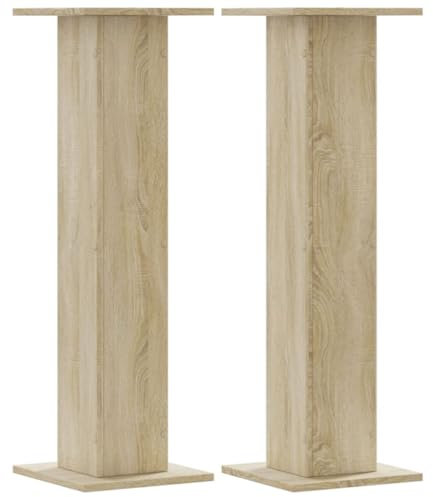 vidaXL Speaker Stands 2 pcs - Sonoma Oak - Engineered Wood - Floor Stand 95 cm Height - Sand Fillable - 60 kg Load Capacity