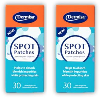 Dermisa Hydrocolloid Spot Patches for Pimples and Breakouts | Fast-Acting Acne Treatment | Invisible & Breathable | Fragrance Free, Paraben Free, Dye Free – 2 Pack (60 count total)