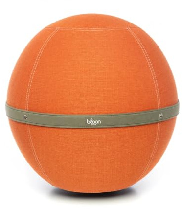 Bloon Siège Ballon Bureau Ergonomique | Anti Mal de Dos, Anti-dérapant, Anti-tâches & Ultra-résistant | Fait à la Main au Portugal | Couleur Mandarine | 55 cm