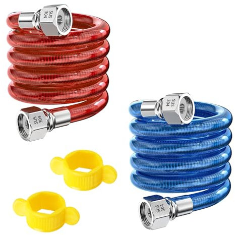 Qrity 2 Pièces Tuyaux D'entrée Flexibles en Acier Inoxydable 304, G1/2 Connecteurs de tuyau pour Chauffe-Eau Eau Chaude et Froide, 30CM