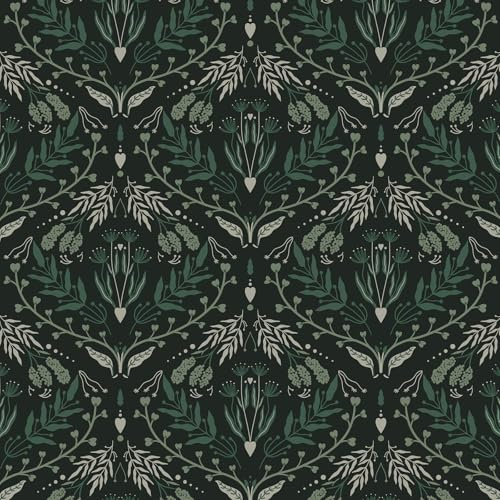 LiKiLiKi Self Adhesive Wallpaper Green Leaves Wall Paper Roll 44 x 300 cm Vintage Vinyl Wrap Sticky Back Plastic Roll for Cabinet Bedroom Living Room Washable Waterproof Removable