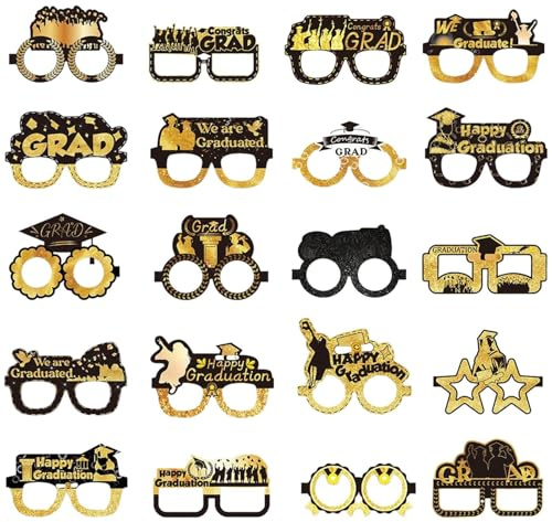 Graduation Paper Glasses Frame, Graduation Party Eyeglasses | 20 stycken examen pappersglasögon,Roliga pappersglasögon för barn och flickor, festdekorationer för hemklassrumsskola