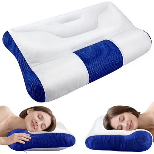 Strixorn Morbido cuscino cervicale, ergonomico, cuscino a sandwich per chi dorme sul lato e sulla schiena, cuscino per alleviare il dolore al collo