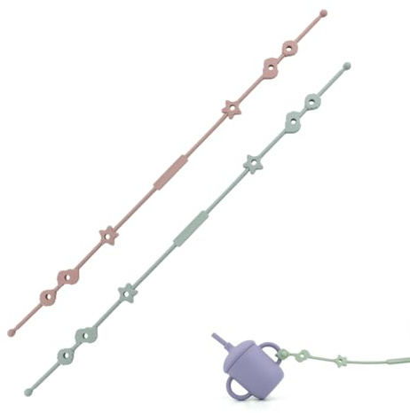 SGERUFZ Cup Catcher, Lot 2 Sangles de Sécurité pour Jouets et Gobelets, Accessoires Poussette, Chaises Hautes et Sièges Auto, Attache en Silicone de qualité Alimentaire