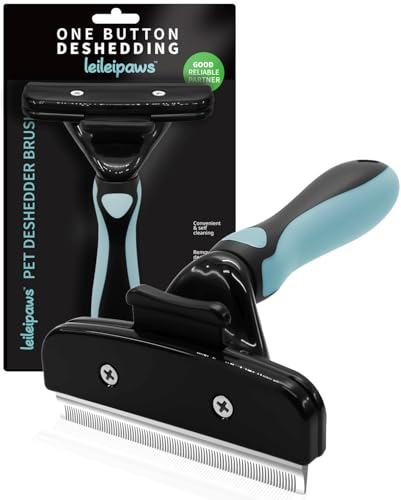 LeileiPaws Hunde- & Katzenbürste – Unterfellbürste & Deshedding Tool für Kurzhaar & Langhaar – selbstreinigende Fellpflegebürste gegen lose Haare & Unterwolle – ergonomischer Anti-Rutsch-Griff