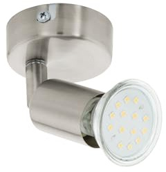 EGLO LED vägglampa Buzz-LED, väggbelysning, väggspot i metall nickel-matt | vardagsrumslampa, hallampa, spotlight med GU10-ljuskälla, varmvit