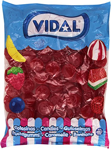 Vidal Golosinas. Euros brillo. Monedas de caramelo sabor fresa y color rojo. Bolsa de 250 unidades.