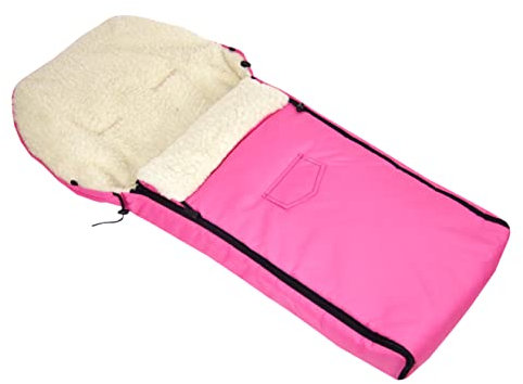 BAMBINIWELT universaler Winterfußsack 108 cm – aus Lammwolle, warm & weich – passend für Kinderwagen, Buggy & Schlitten – wasserabweisend & waschbar, Farbe: Pink