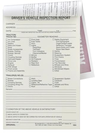 Detailed Driver's Vehicle Inspection Report 5-pk. - Book Format with 31 Sets, 2-Ply Carbonless, 5.5 x 8.5, Meet FMCSR Requirements, J. J. Keller & Associates, Inc.