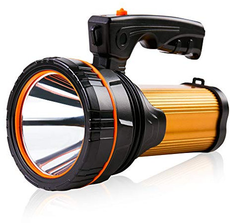 MAYTHANK LED Torch Super Bright Rechargeable Big Capacity10000ma Long Lasting, Powerful High Powered Spotlight Flashlight Long Range 800 Yards, Handheld Searchlight Waterproof (No Side Lantern)