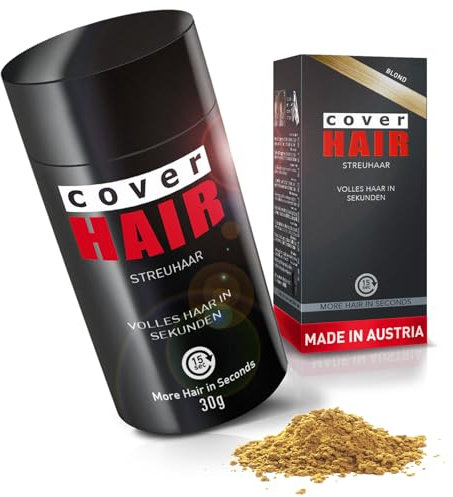 COVER HAIR - Premium Streuhaar 30g | Schütthaar zur Haarverdichtung und Ansatzkaschierung | Authentischer Look in für Männer und Frauen| 100% Natürliches Blond 30g
