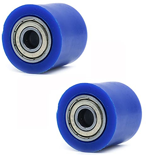 ANCLLO 2 st kedjehjul rulle, 8 mm kedjerulle spänningser remskiva hjul guide för motorcykel dirt bike Enduro (blå)