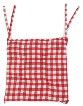 CosìCasa Coprisedie Cuscini per sedie da cucina set da 6 Pezzi Made in Italy | Copri Cuscini Sedie Cucina Imbottitura Sfoderabile | Copriseduta sedie Jacquard con Lacci Fantasia Quadretti Rosso