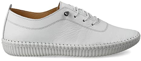 PAYMA - Sneakers Baskets Casual en Cuir pour Femme. Souple et Confortable. Chaussures Décontractées Sport Plates. Lacets Élastiques. Couleur: Blanc, Taille: EU 37