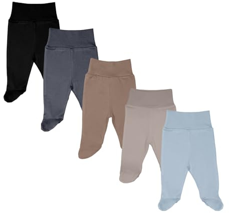 MEA BABY Unisex Baby Hose mit Fuß aus 100% Baumwolle im 5er Pack, Baby Stramplerhose mit Fuß, Babyhose mit Fuß Jungen Baby Hose mit Fuß Mädchen (56, Jungen4)