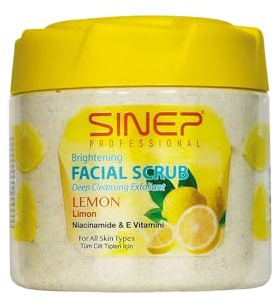 SINEP Gommage éclaircissant professionnel pour le visage et le corps - Traitement exfoliant à l'extrait de coco et à la niacinamide pour une peau éclatante - 400 ml (400 ml, citron)