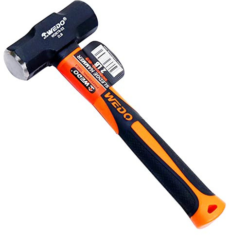 WEDO Vorschlaghammer Mit Fiberglasstiel 900g, Fäustel Schlittenhammer, Hardware Werkzeug, Stemmhammer, Großer Hammer, Kohlenstoffstahl, Rutschfester Griff, Langlebig, Länge 258mm
