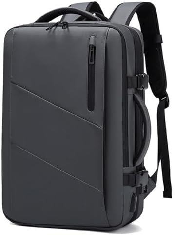 FUNSEED Mochila de viaje expandible para mujeres y hombres, mochila para laptop de 18 pulgadas, mochila de día para fin de semana, negocios, senderismo, gris, L