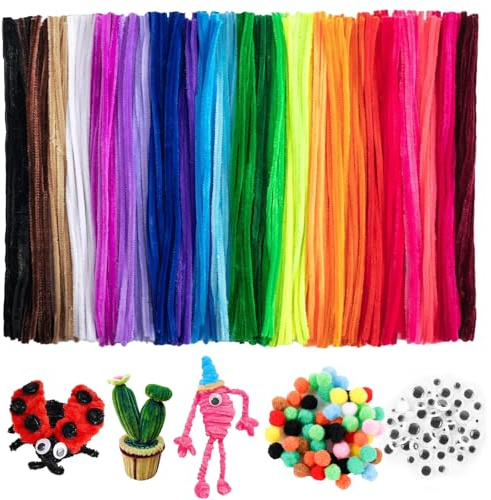 BDHYYM 560 Stück Pfeifenputzer zum Basteln,20 Farben 400 Chenilledraht Bunt Pfeifenreiniger zum Basteln,160 Pfeifenputzer Zubehör Plüschbälle und Augen,Pfeifenreiniger Bunt Chenilledraht,Pipe Cleaner
