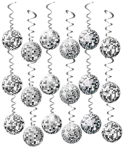 36 pz Glitter Discoteca Ball Decorations,Palline da discoteca 70s 80s appese,Ghirlande di paillettes argentate,Ghirlanda di carta per festa retrò discoteca febbre compleanno party favors forniture