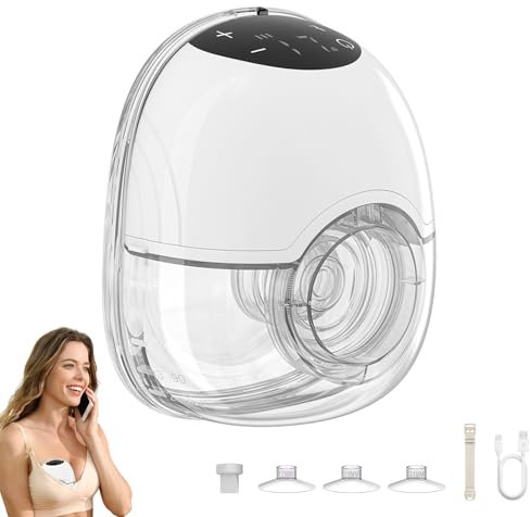 Milchpumpe Elektrisch, 4 Modi und 12 Stufen Handsfree Milchpumpen, Tragbar Elektrische Milchpumpe Schmerzlos Starke Absaugung Geräuscharm Leckage Verhindern mit 17/19/21MM Flansche(Weiß)