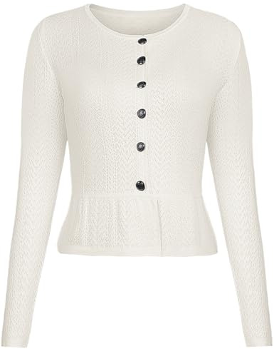 Becotal Giacca Tradizionale Dirndl da Donna, Corta, Elegante Cardigan con Bottoni, Stile Oktoberfest, Bianco, 44