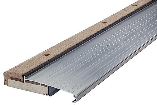 MD Building Adjustable Aluminum & Hardwood Threshold, Silver, 36in
