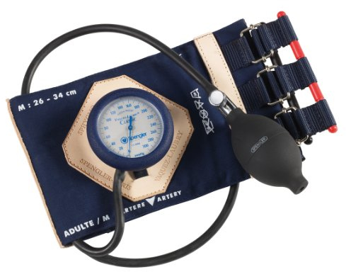 Spengler Vaquez-Laubry - Sfigmomanometro classico con bracciale con cinghie, di cotone, da adulto, taglia M, colore: blu