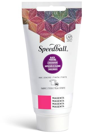Speedball 75ml 2.5 oz Fabric Block Printing Ink Magenta, Fabric Printmaking Ink, No Heat Set Required, Touch Dry Overnight