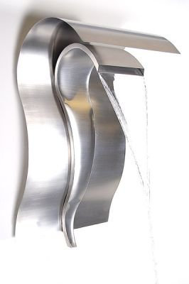 Primrose 75cm Silver Swan Modern Wall Mounted Stainless Steel Water Feature Indoor Outdoor Cascade