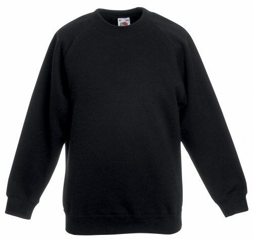 Fruit of the Loom Barn Unisex Raglan Ärmtröja (7-8) (Svart)