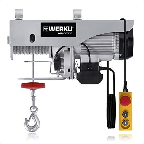 Werku WK400550, Polipasto Cable, Calidad Profesional, Carga 1000 kg, Potencia 1600 W, Protección IP54, Altura 22 M