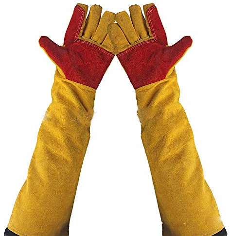 23.6 Inch Long Sleeves Welding Safety Gloves, Lined And Kevlar Stitching Welders Gauntlets Wood Burners Accessories Gloves, Heat Resistant Stove Fire And Barbecue Gloves, Gifts for Men Dad Husband