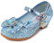 FStory&Winyee Sandalias de Princesa para Niñas con Tacón Zapatos para Niños Brillo de Fiesta Cristal Accesorios de Disfraz de Carnaval Fiesta de Actuación Bola de Baile Mary Janede Tacón,Azul,26