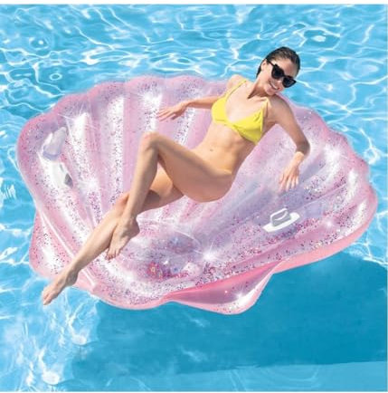 OISE ART STORE Trade Shop - Materassino Isola Gonfiabile Conchiglia Glitter PVC Mare Piscina 178x165cm