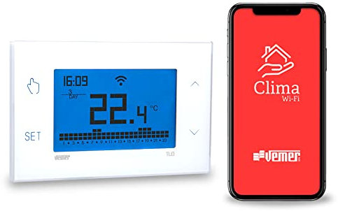 VEMER VE785700 TUO WiFi LITE - Smart WiFi Thermostat, WLAN Raumthermostat Digitaler Programmierbarer mit LCD-Display, Elektrische Fußbodenheizung, Heizungssteuerung per APP, Weiß