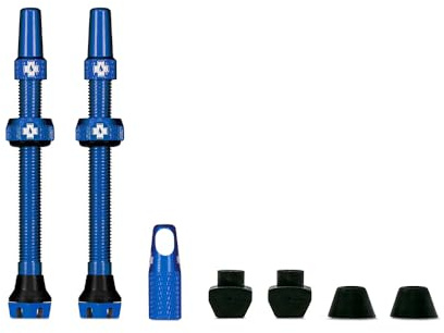 Muc-Off Valves Presta Tubeless - 60 mm - Valves de Vélo Anti-Fuite de Qualité Supérieure avec Outil Démonte-Obus de Valve Intégré - Bleu