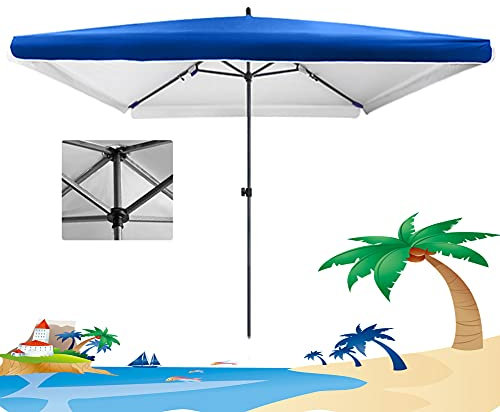 ACXZ Parasol de Jardin carré de 2 m, Parapluie de marché pour Extérieur/Terrasse/Jardin/Balcon/Plage, Impermeable / 4 - Hauteur réglable, sans Base (Bleu, Rouge)
