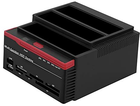 Festplatten Dockingstation, USB 3.0 Externe Festplatten Docking Station Offline Klonen HUB Reader HDD Dockingstation mit 3 Einschüben für 2,5 Zoll & 3,5 Zoll SATA/IDE HDD 100-240V(EU-Stecker)