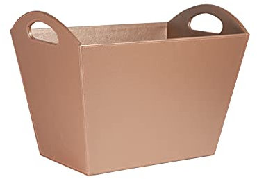 OSCO Faux Leather Magazine Basket, Stylish Carry-Handled Storage Bin for Magazines, Newspapers, Files & Brochures, Home & Office Organiser, 30×40.5×26.5 cm, Blush