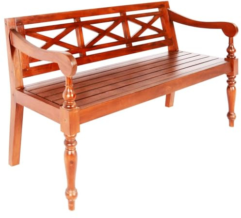 vidaXL Bataviabänk 123 cm massiv mahogny mörkbrun