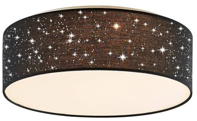 Lindby LED Deckenleuchte Ellamina (Modern) in Schwarz aus Textil (1 flammig,) - Lampe Deckenlampe Wohnzimmerleuchte