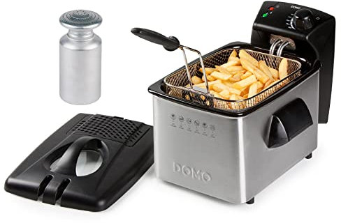 Kaltzonen Fritteuse Edelstahl, Deckel mit Sichtfenster & Filter 2200 Watt, 3 Liter