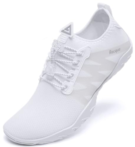 Racqua Wasserschuhe Schwimmschuhe Damen Strandschuhe Herren Strandschuhe Frauen Welten Koden Wasserschuhe Barfuss Schnelltrocken Wasserschuhe Badeschuhe Erwachsene Weiß EU41