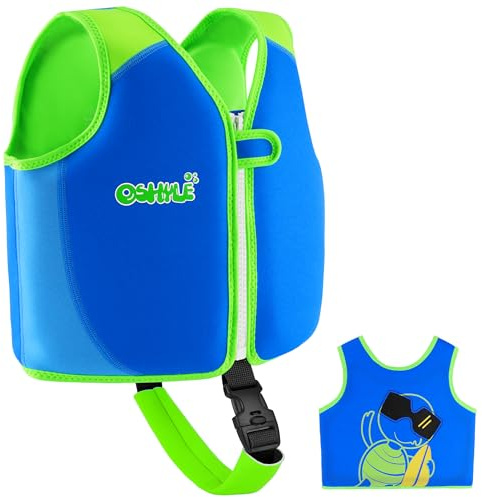 OSHYLE Giubbotto da Nuoto in Neoprene per Bambini - Aiuto Ideale per Il galleggiamento per Bambini (L(6-9), Blu)