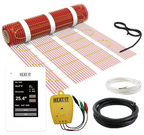 70 sqft HEATIT Warmmat Electric Radiant Self-adhesive Floor Heat Heating System & ET-7A Thermostat & Alarm Monitor