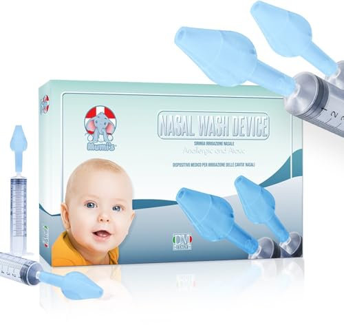 MUMI'S Nasendusche - 4er Pack Nasenspülspritzen für Babys mit 4 italienischen Düsen Gerät zur Nasenspülung für Kinder und Erwachsene, zur Verwendung mit physiologischer Lösung